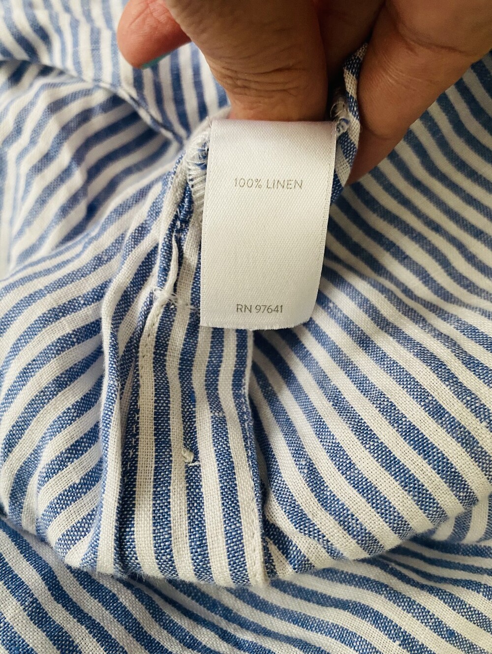 J. Jill Blue White Striped Linen Sleeveless Button Front Top Size 1X - Picture 12 of 13